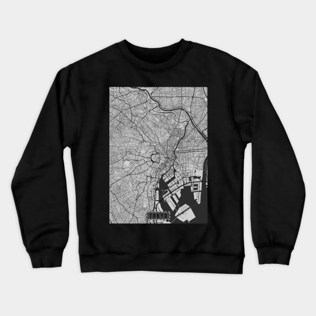 Black and white map of Tokyo (inverted) Crewneck Sweatshirt by Trashy_design